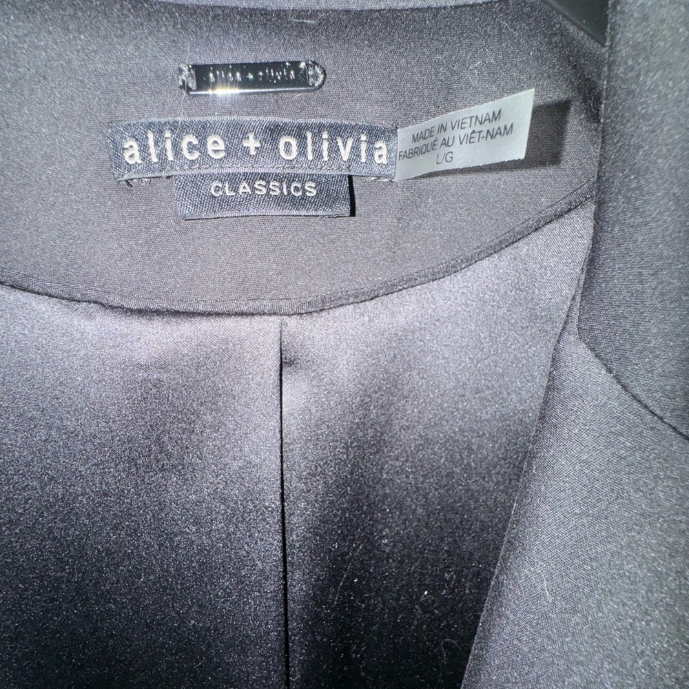 Alice + Olivia Black Long Blazer Coat with Gold Button - Picture 5 of 11